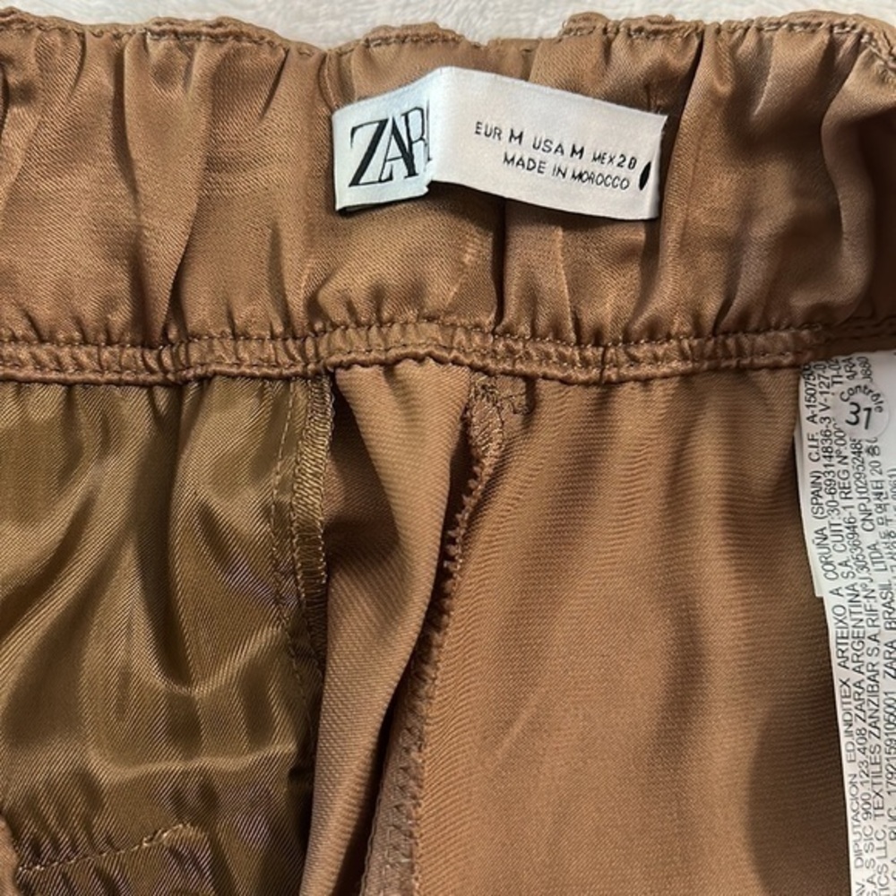 Zara Caramel Pajama Style Straight Leg Trousers Sz M‎ - Picture 6 of 6